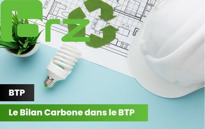 casque blanc, logo tri , écriture ( BTP, Le Bilan Carbone dans le BTP)