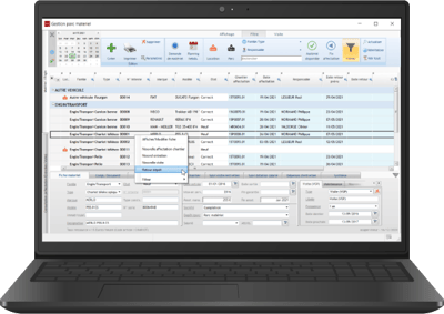 ecran-gestion-parc-materiel du logiciel optim'btp