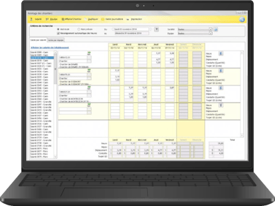 ecran-pointage-chantier du logiciel optim'btp